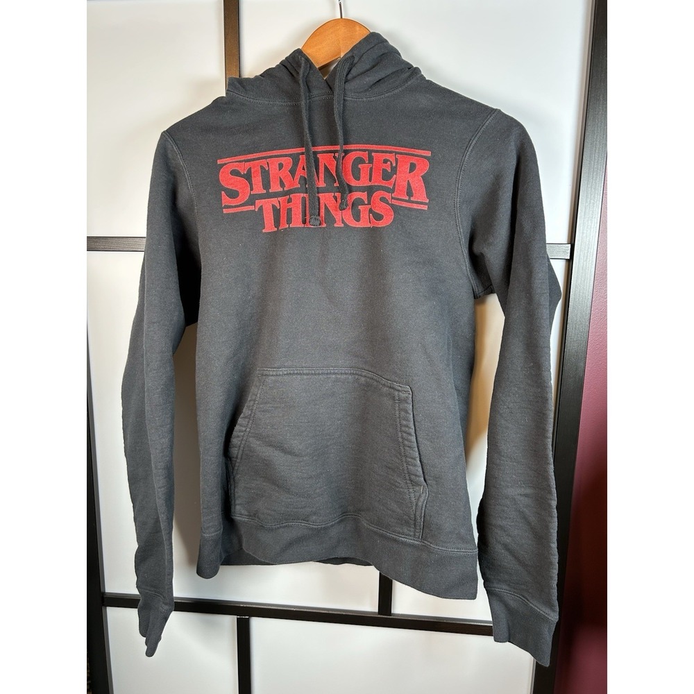 Netflix STRANGER THINGS SIZE Small Black Logo Licensed Pullover Hoodie TV SERIES